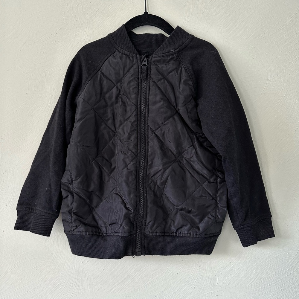 Wonder Nation Black Quilted Bomber Jacket